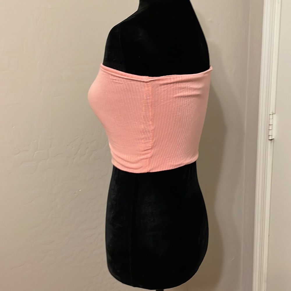 Peach Ribbed Bandeau - Picture 2 of 4